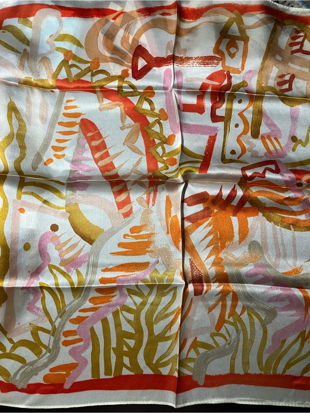100% silk scarf bandana horse abstract print